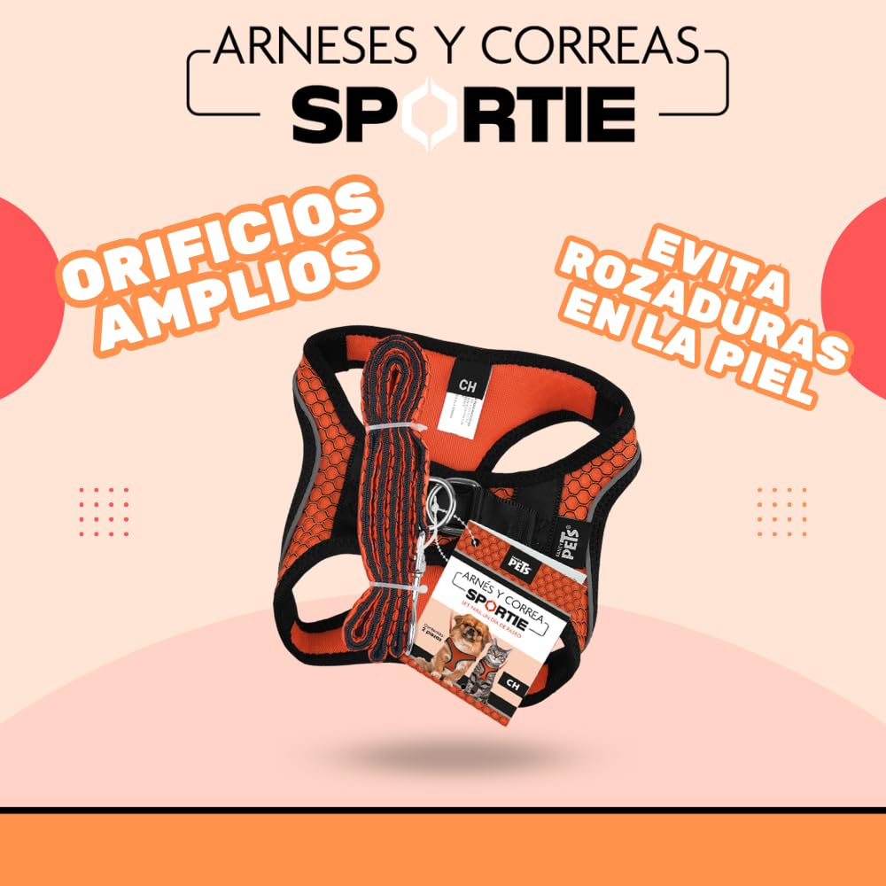 Fancy Pets Set con Arnés Y Correa Sportie para Perro Tamaño Chico Color Naranja