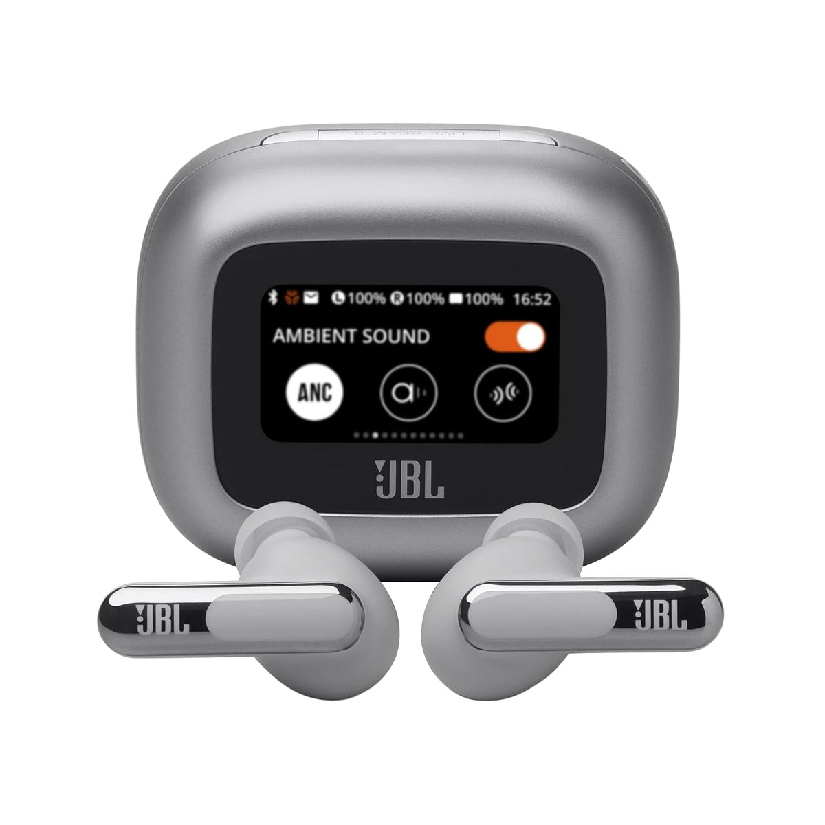 JBL Live Beam 3 Audífonos Inalámbricos con Cancelación de Ruido y Pantalla Táctil - Plateado