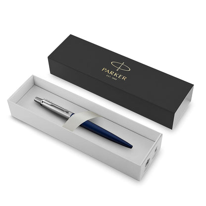 Parker Jotter Boligrafo Azul Real Terminado En Cromo Tinta Azul Punto Mediano