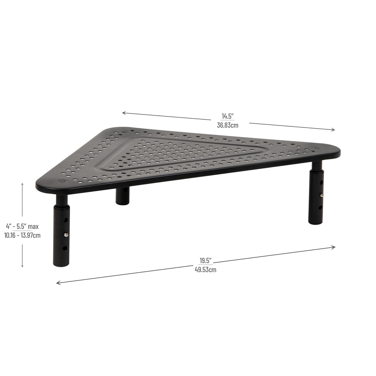 Mind Reader TRISTAND-BLK Stand Riser, Triangle Adjustable, Ventilated Metal for Computer, Laptop, Monitor, Black 3 Leg