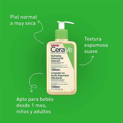 CeraVe Limpiador en Aceite Espumoso Hidratante Piel Normal a Muy Seca 236ml | 8oz