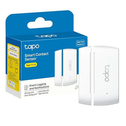 TP-Link Tapo T110 Sensor de Contacto, Blanco | Batería de larga duración con protocolo inalámbrico de baja potencia Sub-1G, espacio de 15 mm de ancho permitido