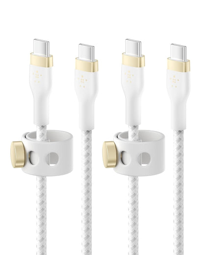 Belkin BoostCharge Pro Flex Cable USB-C a USB-C Trenzado 2m - Blanco - 6.5 pies - Paquete de 2