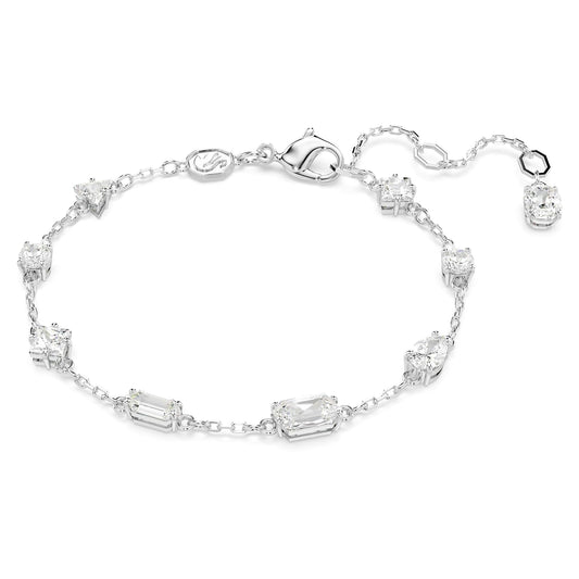 Swarovski Pulsera Mesmera, Tallas mixtas, Diseño distribuido, Blanca, Baño de rodio