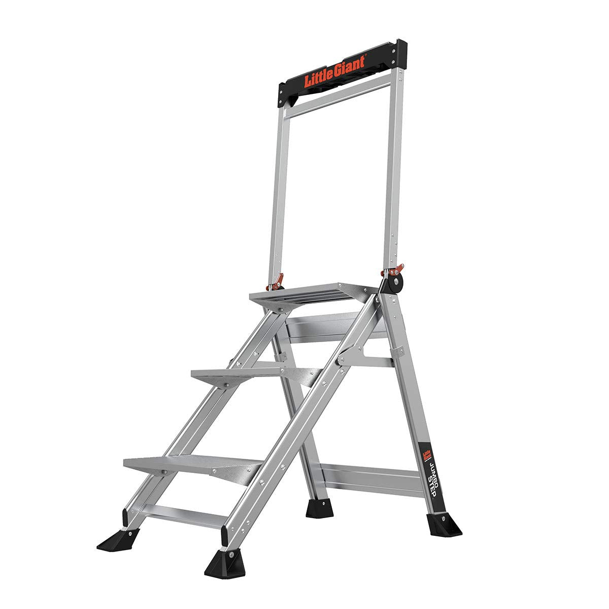 Little Giant Escaleras, escalón Jumbo, 3 Pasos, 2 pies, Taburete Escalonado, Aluminio, Tipo 1AA, clasificación de Peso de 370 Libras, (11903), Gris - 3 peldaños