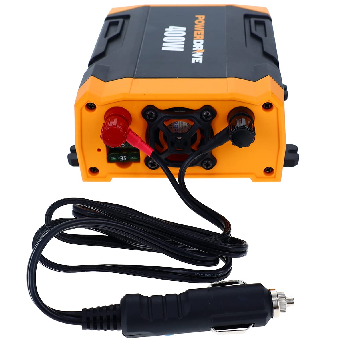 PowerDrive PWD400 - Inversor de Corriente de 400 W, 12 V CC a 110 V CA con 2 tomacorrientes y 2 Puertos