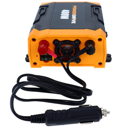 PowerDrive PWD400 - Inversor de Corriente de 400 W, 12 V CC a 110 V CA con 2 tomacorrientes y 2 Puertos