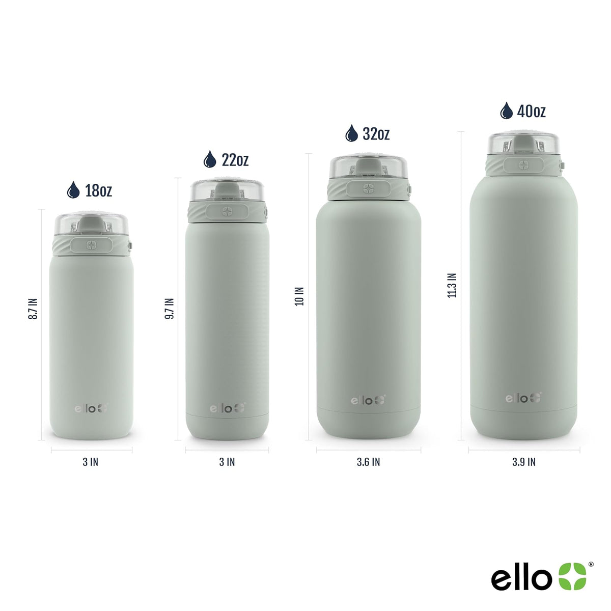 Ello Cooper - Botella de agua de acero inoxidable de 22 onzas con popote y asa de transporte, doble pared y metal aislado al aspiradora, tapa de bloqueo a prueba de fugas con boquilla de silicona