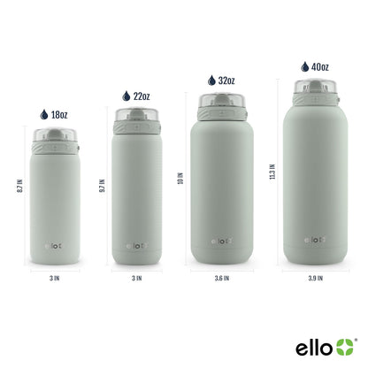 Ello Cooper - Botella de agua de acero inoxidable de 22 onzas con popote y asa de transporte, doble pared y metal aislado al aspiradora, tapa de bloqueo a prueba de fugas con boquilla de silicona