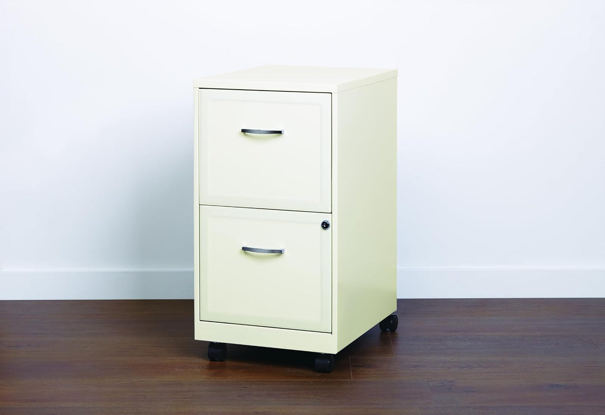 Space Solutions - Archivador Vertical Inteligente de 18 Pulgadas, 2 cajones, Color Blanco Perla