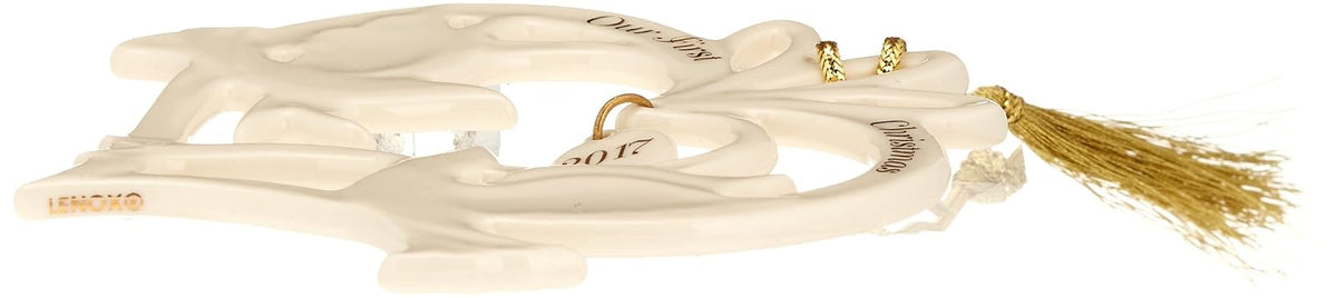 Lenox Ornamentos anuales de China 2017 Happy Holly Days Fresh Powder muñeco de nieve, cuerno, Blanco, 1, 1