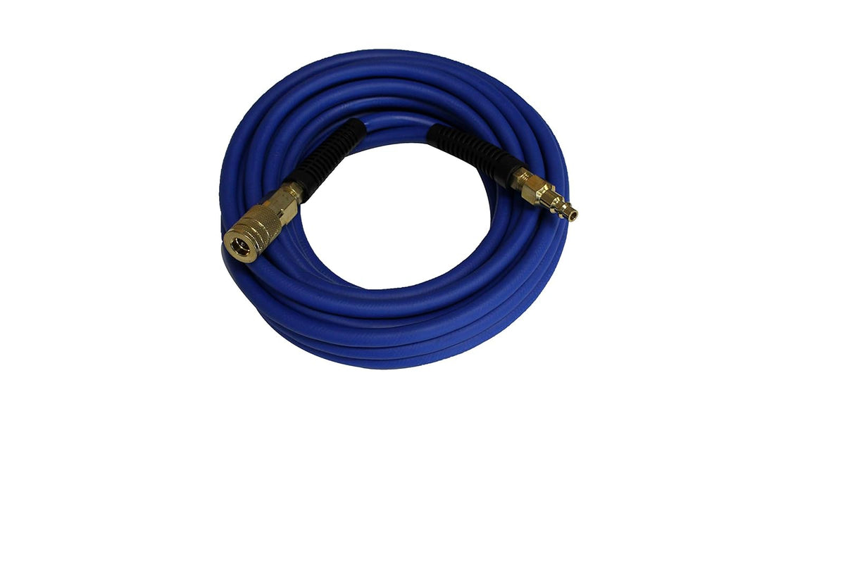 California Air Tools HFH25.25 Hybrider Flex Manguera de aire híbrida de 1/4 pulgadas de 25 pies con accesorios de aire de conexión rápida, azul