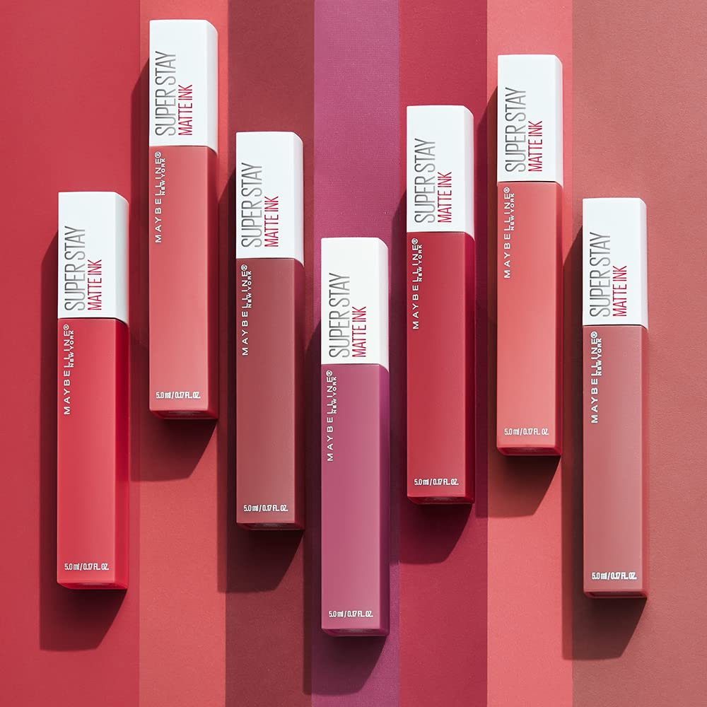 Maybelline SuperStay Matte Ink Labial Líquido, Larga Duración 16 Horas, Alta Pigmentación Sin Transferencia, Aplicador de Precisión en Flecha, Tono 55 Driver, 5 ml