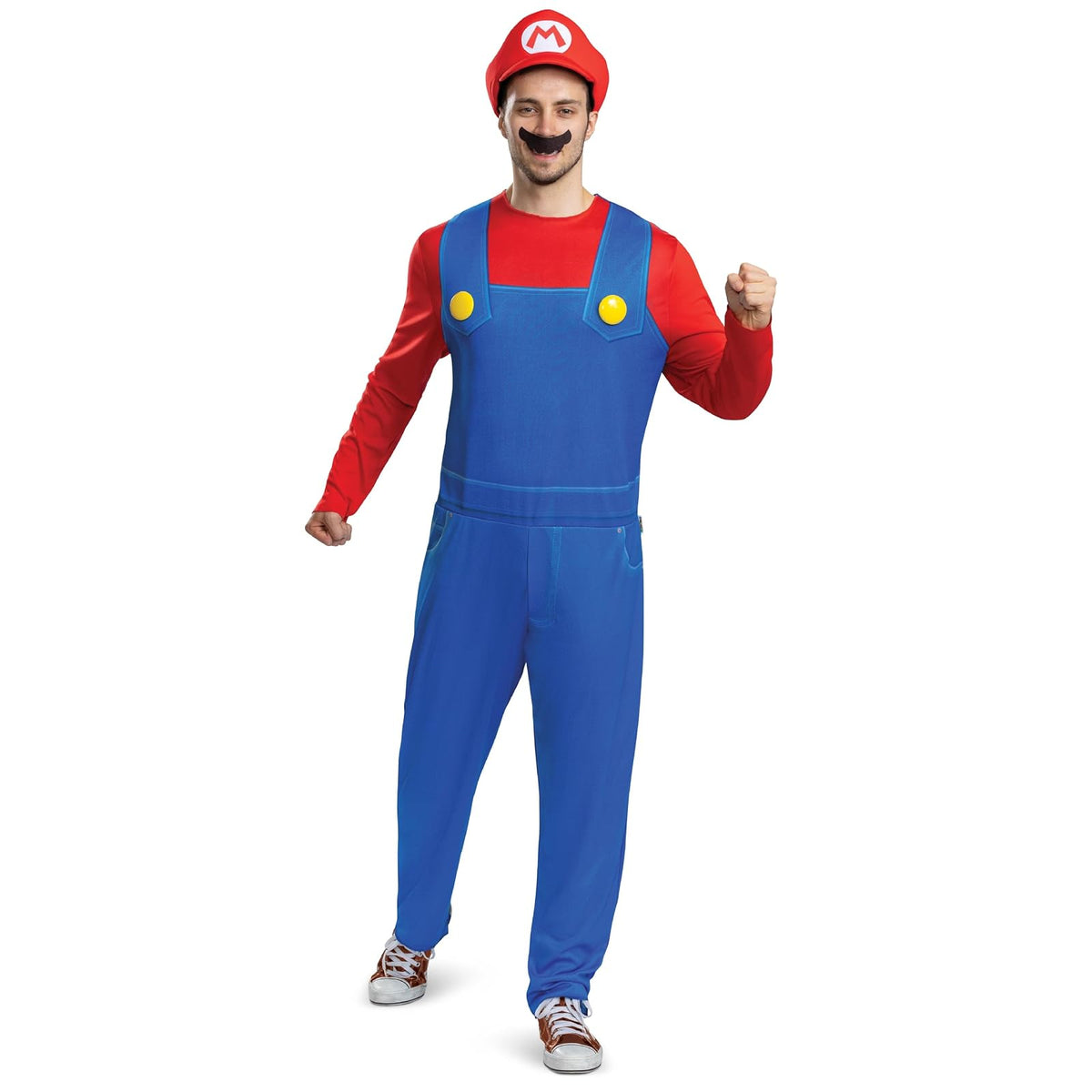 Disfraz de Mario para adultos, disfraz oficial de Super Mario Bros elevado, clásico para adultos, talla S/M