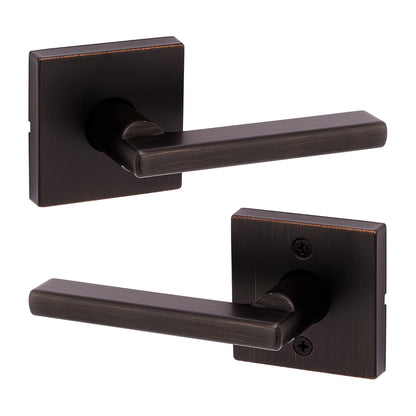 Kwikset Halifax Manija de Puerta Interior, Palanca Reversible sin Bloqueo - 1 paquete - Bronce veneciano
