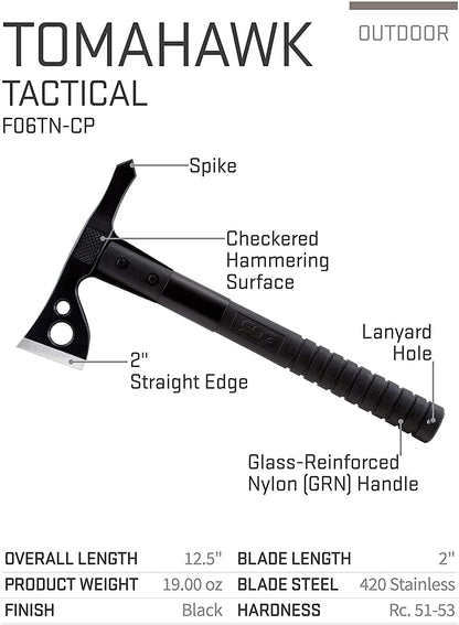 SOG Specialty Knives and Tools F06TN-CP Fasthawk Tactical Tomahawk with 2-Inch Steel Axe Blade and Black Ballistic Nylon Sheath, black finish
