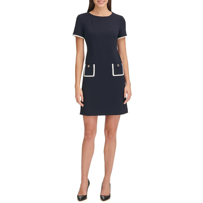 Tommy Hilfiger Vestido Corto de Manga Corta para Mujer - 14 - Marfil - Capitán Cielo