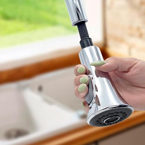 URREA Mezcladora de Acero Inoxidable de 8" para Cocina con Nariz Retráctil, Acabado Cromo, Ecológico, 9337