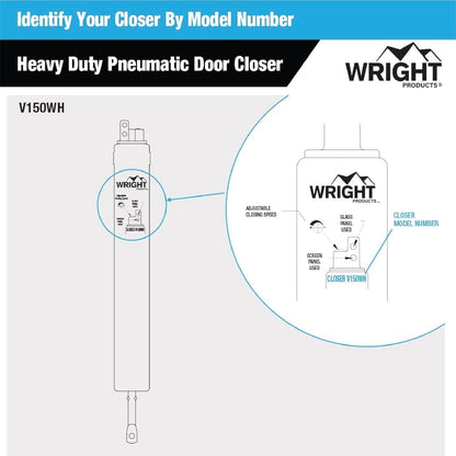 Wright Products Cierrapuertas Neumáticas de Alta Resistencia | Transición, Blanco, Ajustable, Cierre Silencioso, Función de Sujeción Abierta