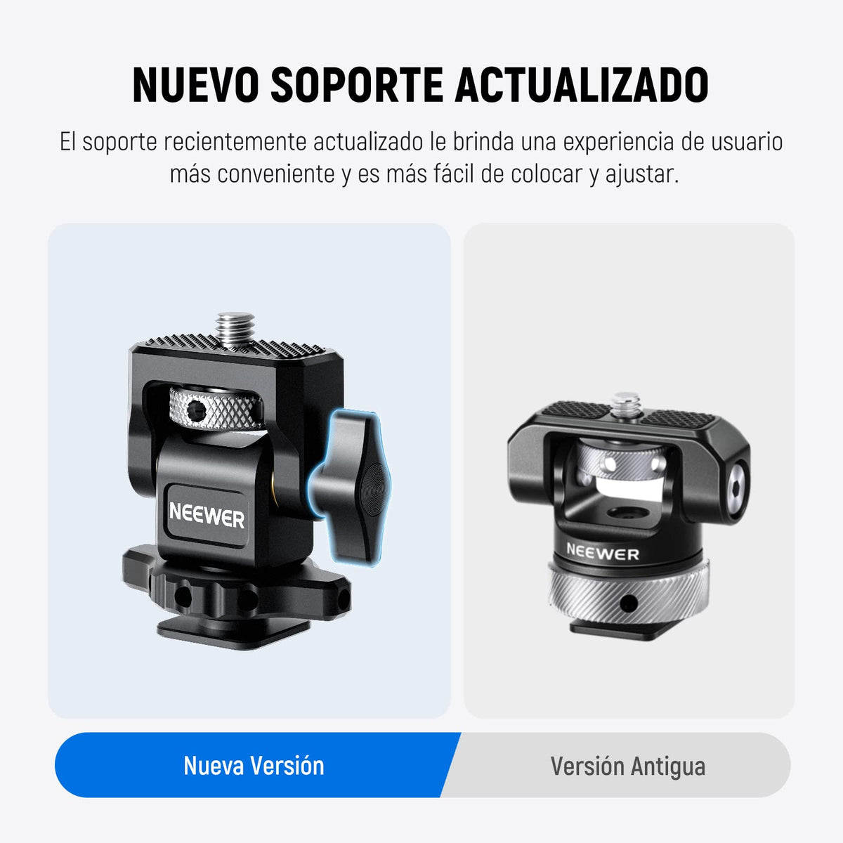 NEEWER Soporte para Monitor de Campo de 5" y 7" con Montura de Zapata fría 1/4",Giro de 360° Amortiguación de inclinación de 180° ajustable, Compatible con Atomos Ninja V Mango de Jaula SmallRig,MA002
