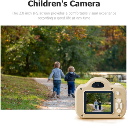 Omibum Cámara Digital para niños, cámara de Juguete HD 1080P, cámara de Video, videocámaras para niños con Pantalla de 2 Pulgadas IPS, Soporte para Tarjeta de 32GB (Gris)