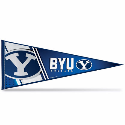 Rico Industries NCAA BYU Cougars - Banderín de fieltro suave primario de 12 x 30 pulgadas, EZ to Hang - Decoración del hogar (sala de juegos, cueva de hombre, habitación de cama)