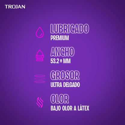 Trojan Condones Piel Desnuda Puntos de Placer Caja con 9 piezas. | Con Puntos Texturizados y Elevados, Lubricados para Mayor Estimulación. Con Látex de Primera Calidad.