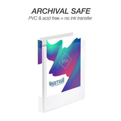 Samsill - Carpeta de 3 anillas duradera de 1 pulgada, fabricada en Estados Unidos, carpeta de anillos en D, tablero de aglomerado FSC 100% reciclado, color blanco