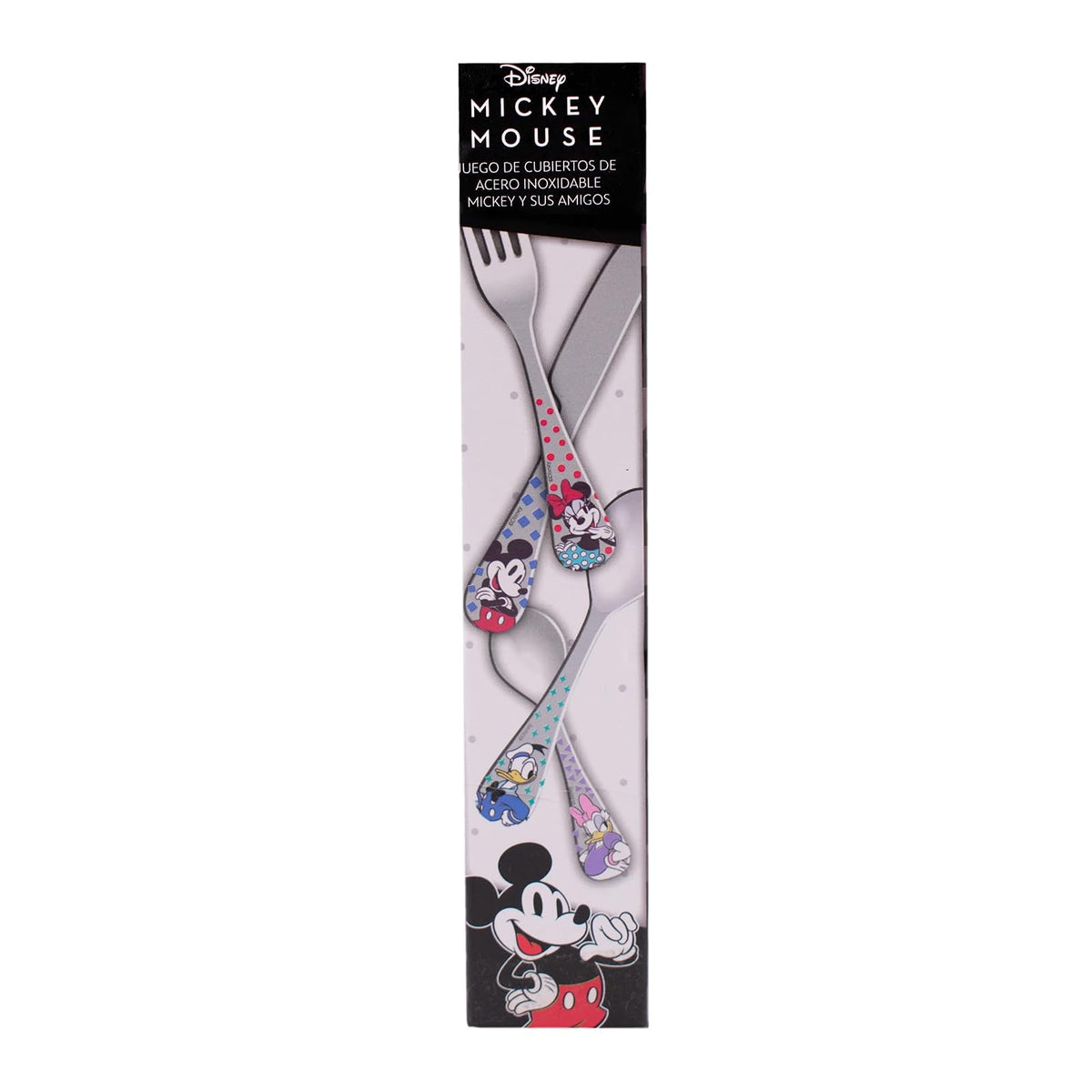 Ambient 21 1747-22 Juegos de Cubiertos Infantiles de Acero Inoxidable para Niños, 4 piezas, Set Cubiertos Diseño Mickey & Friends, Colección Disney Clásicos con Caja de Regalo
