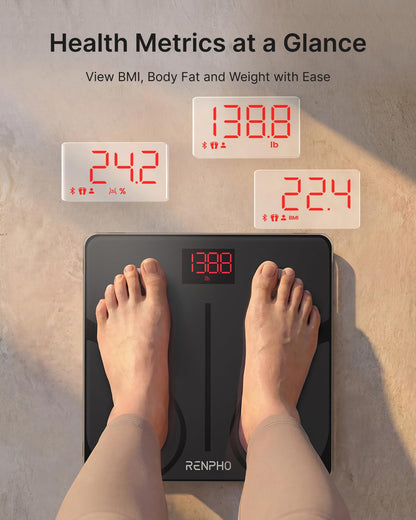 RENPHO Bascula Digital Corporal y Muscular con App, 13 Métricas, IMC, Elis1 | Bascula de Baño Inteligente para Fitness, Seguimiento Masa Muscular, Alta Precisión Bascula Corporal, Múltiples Usuarios
