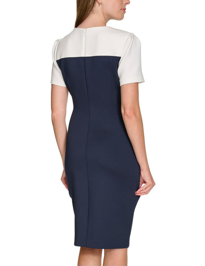 Tommy Hilfiger Manga Corta estructurada de crepé para Buceo Vestido para Mujer