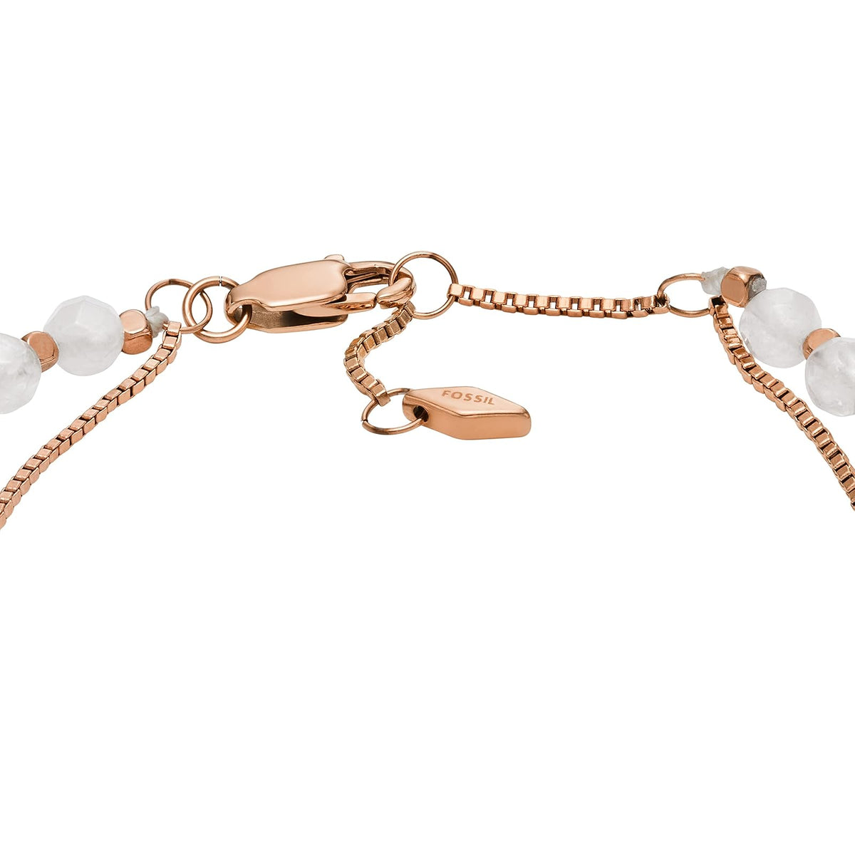 Fossil - Pulsera de acero inoxidable para mujer en tono oro rosa