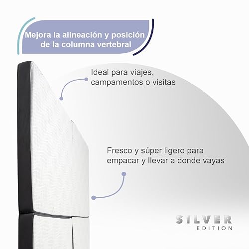 Memory Foam Silver Edition | Colchón/Colchoneta Plegable para Invitados y Visitas con Maleta de Transporte, Soporte Confortable, Portátil y Fácil de Guardar, Blanco con Gris