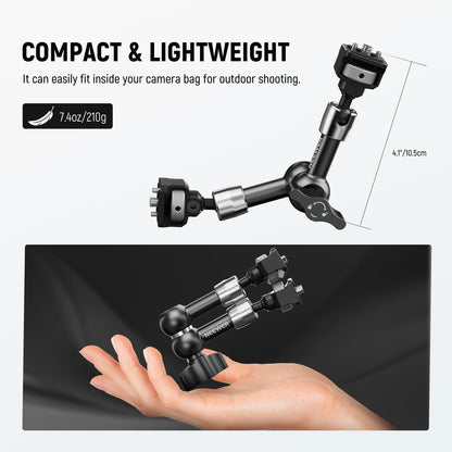 NEEWER 7" Brazo Mágico Articulado con 360° Cabezas Bola y Pines para ARRI, Montaje Monitor Cámara con Tornillos 1/4" para Cámara Acción DSLR Monitor Luz de Video Compatible con SmallRig Cage Rig,ST07