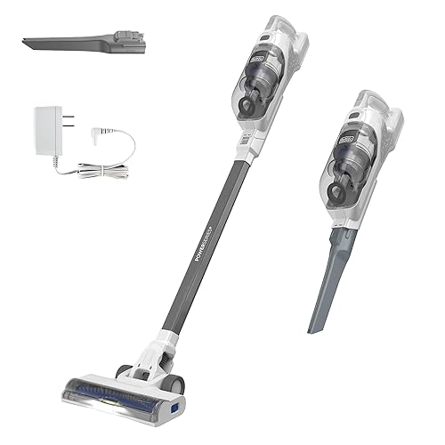 Black+Decker POWERSERIES+ Aspiradora inalámbrica de 16 V MAX con Luces LED de Piso, Ligera, multisuperficie, Blanco (BHFEA420J)