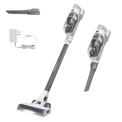 Black+Decker POWERSERIES+ Aspiradora inalámbrica de 16 V MAX con Luces LED de Piso, Ligera, multisuperficie, Blanco (BHFEA420J)
