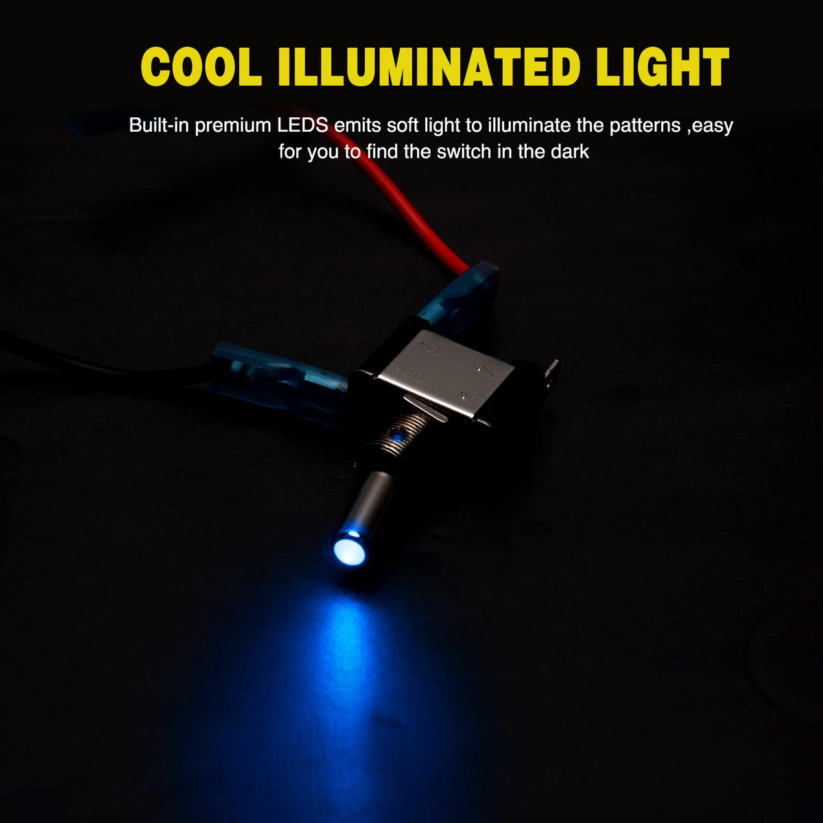 Nilight Interruptor de Palanca LED SPST 3 Pines 20A 12V | Azul, ON-OFF, terminales de hoja, cubiertas transparentes