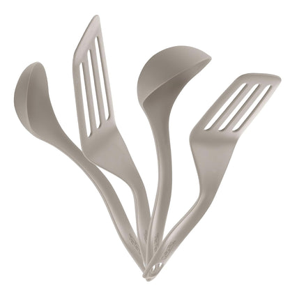 T-fal Juego de 4 utensilios cuchara, cucharón, espátula corta y espátula larga Resource, Hechos con 90% de materiales reciclados, K210S414
