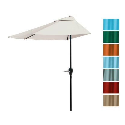 Pure Garden 50-145-T Half Round Patio Umbrella, Tan, 9'