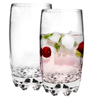 Trilogy | Juego de 6 Vasos Highball de Vidrio Italiano Transparente, Colección Galattico Long Drink para Agua, Cerveza y Cocteleria, Transparente, 415 mililitros