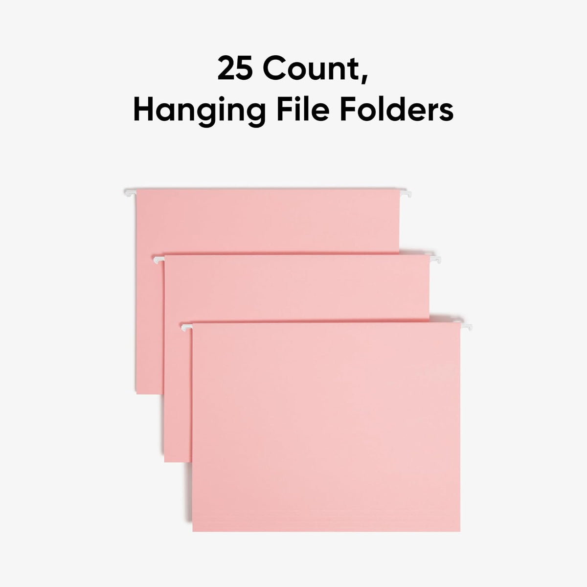 Smead Carpetas colgantes estándar, 25 unidades, color rosa, pestañas ajustables de corte 1/5, tamaño carta (64066)