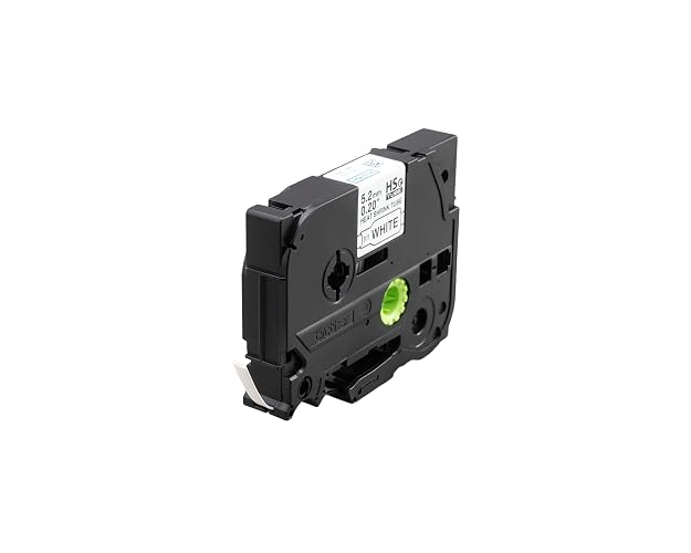 Brother Tubo Termorretráctil HSe211E de 5,28 mm para Cables | Relación 3:1, negro sobre blanco