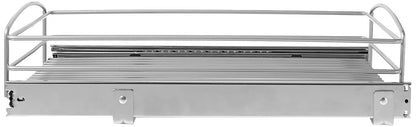Knape & Vogt RS-MUB-14-FN 5" Alto x 15 pulgadas. Ancho x 20 pulgadas. D Cesta multiusos plateada organizador de gabinete, níquel esmerilado