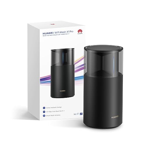 HUAWEI WiFi Mesh X1 Pro Router, Wi-Fi 7, Negro | Doble Banda a 3,6 Gbps, Antena de Malla Entre Pisos, Puertos 4 x 2,5 GE, Diseño Estético para el Hogar, Control Parental