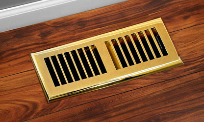 Accord APFRSNL410 piso de plástico registro con diseño de lama, Moderno, 4" x 10", Polished Brass