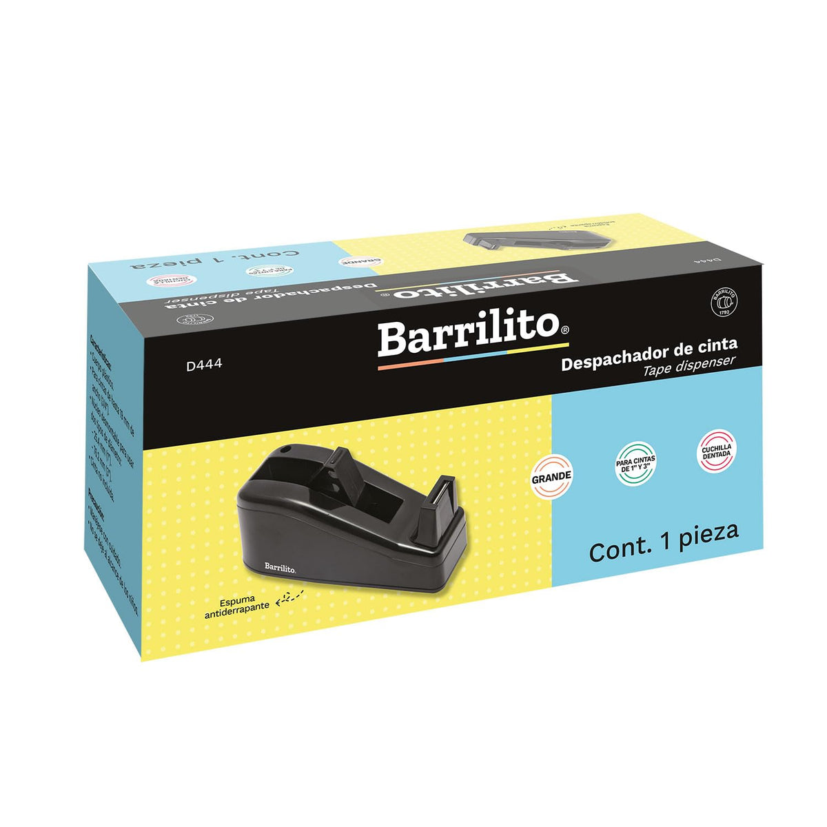 Barrilito Despachador de Cinta Grande Manual para Cintas Hasta 19 mm