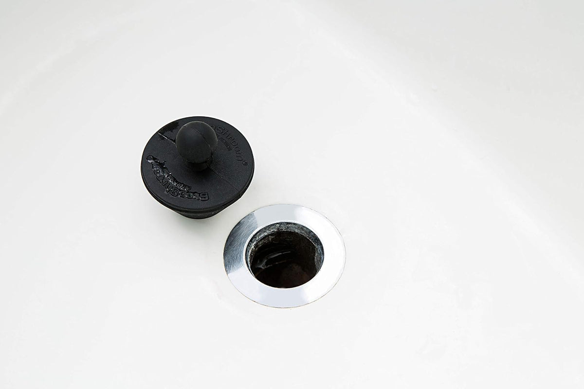 StopShroom - Juego de 2 Tapones universales para desagües de Lavabo de Tina y baño, Enchufe Negro, 2 Unidades