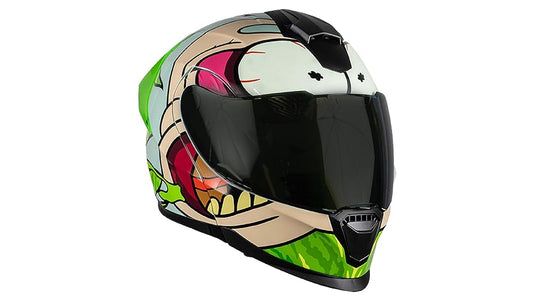 KOV Casco Rick Y Morty Apex ABATIBLE para Moto FOTOLUMINISCENTE Certificado