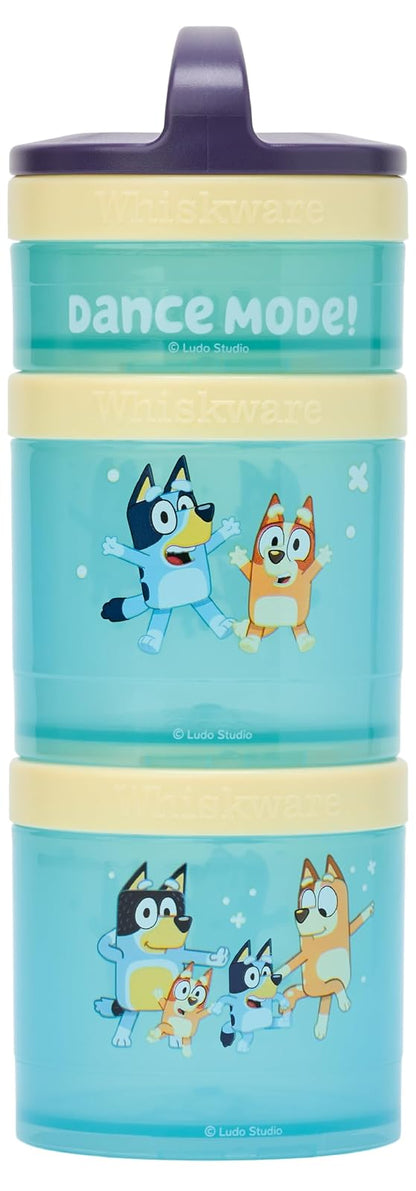Whiskware Bluey Recipientes para Aperitivos, 3 Tazas Apilables - Bluey - Modo de baile