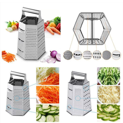 Aleissi | Rallador Manual para Queso, Verduras y Frutas con 6 Diferentes Tipos de Rallado, Fabricado en Acero Inoxidble